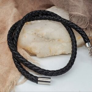 Black Necklace Faux Leather Cord for Pendant Strong Magnetic Clasp